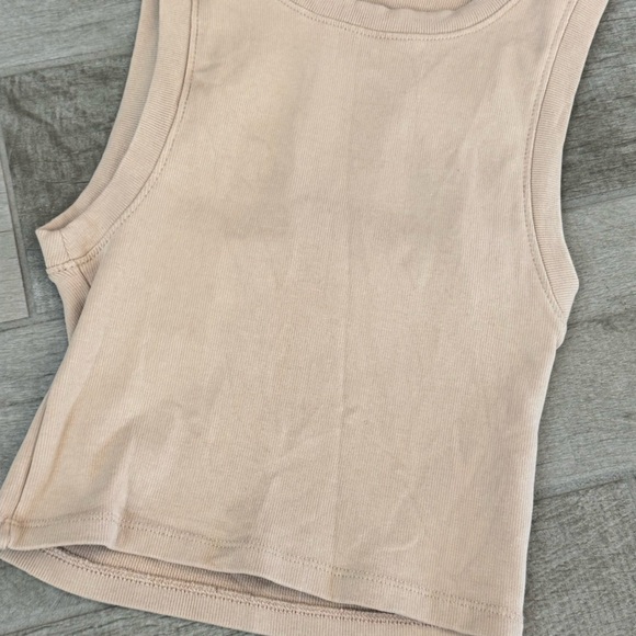 Zara Light Tan Ribbed Top - Picture 1 of 3